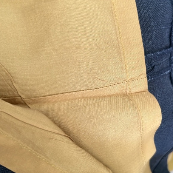 Andrea Jovine 100% linen Short Sleeve Colorblock Dress - Gold ,Orange, Black - Picture 5 of 7